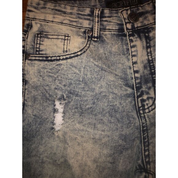 Encrypted Handcrafted Ice Wash Distressed Denim Shorts Size 38 - Picture 12 of 16